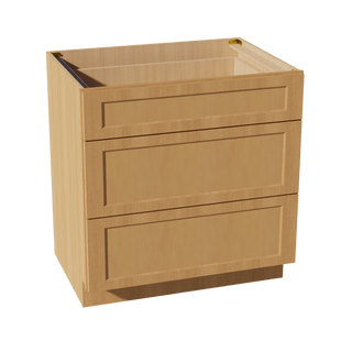 HT - DB33: Timber Wood Shaker 33" 3 Drawers Base Cabinet - homecabinets