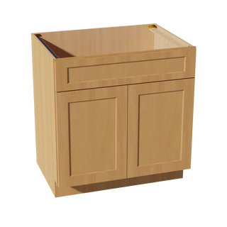 HT - SB33: Timber Wood Shaker 33" 2 Doors 1 False Drawer Sink Base Cabinet - homecabinets