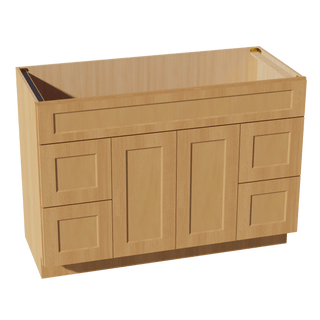 HT - VSD4821: Timber Wood Shaker 48"W x 34 - 1/2"H x 21"D 2 Doors, 4 Drawers & 1 False Drawer Centered Vanity Sink Base Cabinets - homecabinets