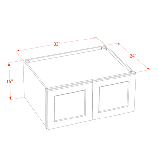 HT - W331524: Timber Wood Shaker 33"W x 15"H x 24"D 2 Doors Standard Bridge Wall Cabinet - homecabinets