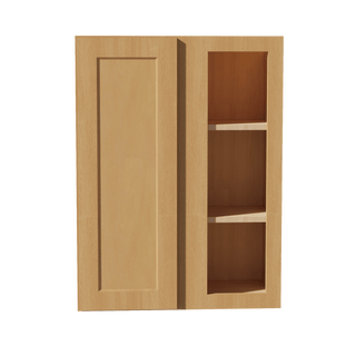 HT - WBC2736: Timber Wood Shaker 27"W x 36"H 1 Door & 2 Shelves Wall Blind Corner Cabinets - homecabinets