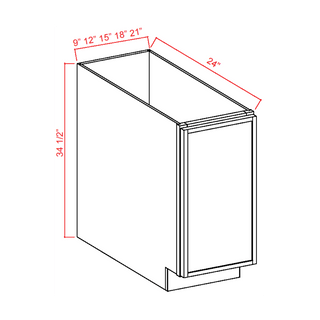 Slim White Oak - 09"W Full - Height Door Base Cabinet - homecabinets