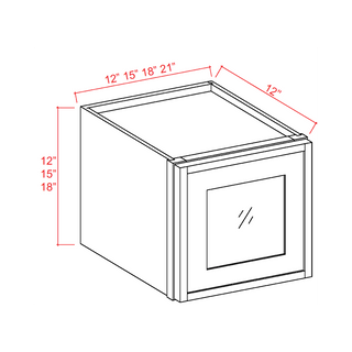Slim White Oak - 15"W × 12"H Glass - Door Wall Cabinet - homecabinets