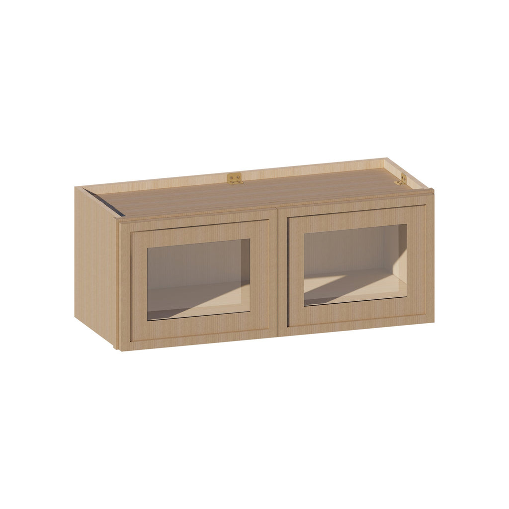 RTA 2 Doors Glass-Door Wall Cabinet W3012GD Kitchen Slim White Oak ...