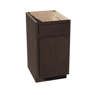SM - B18: Mocha Brown Slim Shaker 18" 1 Drawer 1 Door Standard Base Cabinet - homecabinets