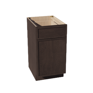 SM - B18TR: Mocha Brown Slim Shaker 18" 1 Drawer Trash Pull Out Base Cabinet - homecabinets