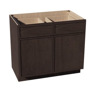 SM - B39: Mocha Brown Slim Shaker 39" 2 Drawers 2 Doors Standard Base Cabinet - homecabinets