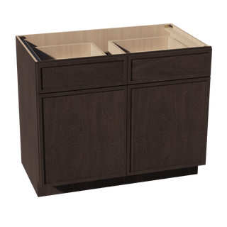 SM - B42: Mocha Brown Slim Shaker 42" 2 Drawers 2 Doors Standard Base Cabinet - homecabinets