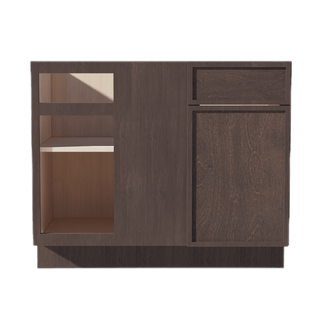 SM - BBC42/45: Mocha Brown Slim Shaker 42" 1 Door - 1 Drawer Blind Corner Base Cabinets - homecabinets