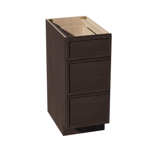 SM - DB15: Mocha Brown Slim Shaker 15" 3 Drawers Base Cabinet - homecabinets