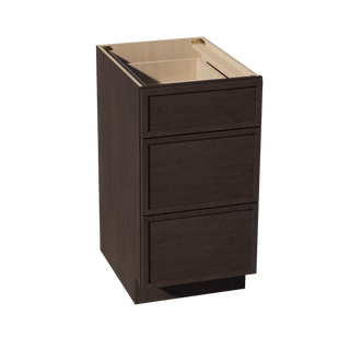 SM - DB18: Mocha Brown Slim Shaker 18" 3 Drawers Base Cabinet - homecabinets