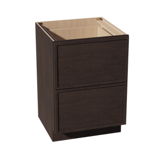 SM - DB24 - 2: Mocha Brown Slim Shaker 24" 2 Drawers Base Cabinet - homecabinets