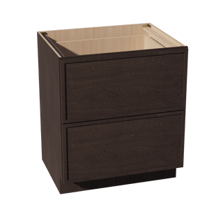 SM - DB30 - 2: Mocha Brown Slim Shaker 30" 2 Drawers Base Cabinet - homecabinets