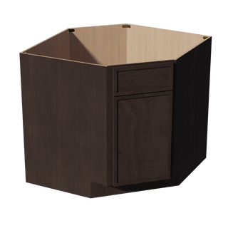 SM - DSB36: Mocha Brown Slim Shaker 39" 1 Door 1 False Drawer Corner Sink Base Cabinets - homecabinets
