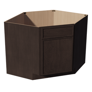 SM - DSB42: Mocha Brown Slim Shaker 42" 1 Door - 1 False Drawer Corner Sink Base Cabinets - homecabinets