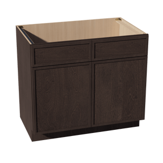 SM - SB39: Mocha Brown Slim Shaker 39" 2 Doors 2 False Drawers Sink Base Cabinet - homecabinets
