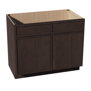 SM - SB42: Mocha Brown Slim Shaker 42" 2 Doors 2 False Drawers Sink Base Cabinet - homecabinets