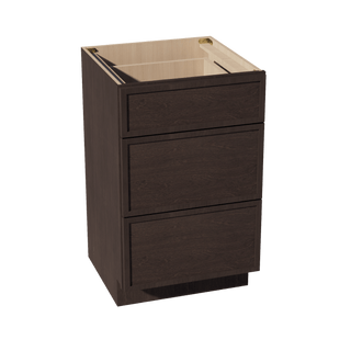 SM - VDB2121: Mocha Brown Slim Shaker 21"W x 34 - 1/2"H x 21"D 3 Drawers Vanity Base Cabinets - homecabinets