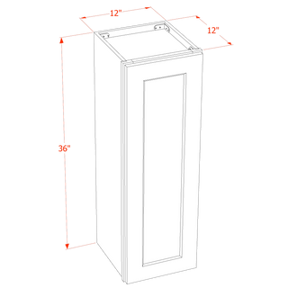 SM - W1236: Mocha Brown Slim Shaker 12"W x 36"H 1 Door & 2 Shelves Standard Wall Cabinet - homecabinets