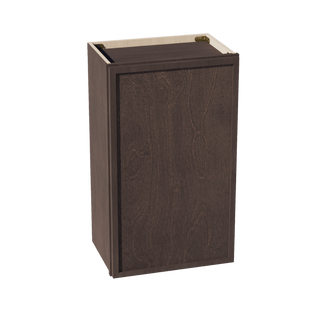 SM - W1830: Mocha Brown Slim Shaker 18"W x 30"H 1 Door & 2 Shelves Standard Wall Cabinet - homecabinets