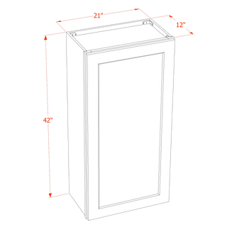 SM - W2142: Mocha Brown Slim Shaker 21"W x 42"H 1 Door & 3 Shelves Standard Wall Cabinet - homecabinets