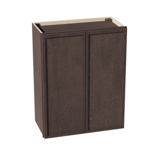 SM - W2430: Mocha Brown Slim Shaker 24"W x 30"H 2 Doors & 2 Shelves Standard Wall Cabinet - homecabinets