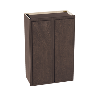 SM - W2436: Mocha Brown Slim Shaker 24"W x 36"H 2 Doors & 2 Shelves Standard Wall Cabinet - homecabinets