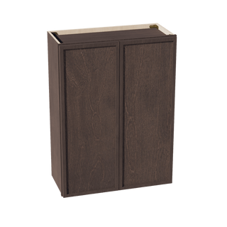 SM - W2736: Mocha Brown Slim Shaker 27"W x 36"H 2 Doors & 2 Shelves Standard Wall Cabinet - homecabinets