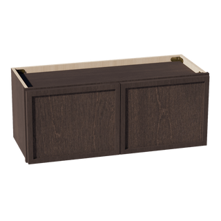SM - W3012: Mocha Brown Slim Shaker 30"W x 12"H 2 Doors Standard Wall Bridge Cabinet - homecabinets