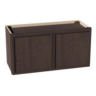 SM - W3015: Mocha Brown Slim Shaker 30"W x 15"H 2 Doors Standard Wall Bridge Cabinet - homecabinets