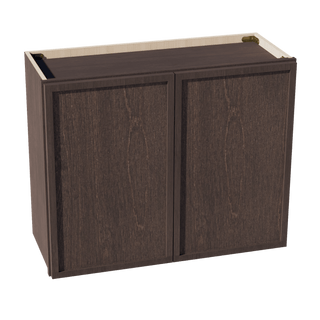 SM - W3024: Mocha Brown Slim Shaker 30"W x 24"H 2 Doors Standard Wall Bridge Cabinet - homecabinets
