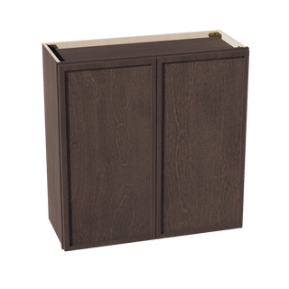 SM - W3030: Mocha Brown Slim Shaker 30"W x 30"H 2 Doors & 2 Shelves Standard Wall Cabinet - homecabinets