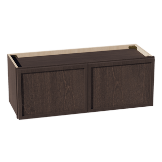 SM - W3312: Mocha Brown Slim Shaker 33"W x 12"H 2 Doors Standard Wall Bridge Cabinet - homecabinets