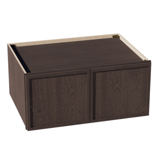 SM - W331524: Mocha Brown Slim Shaker 33"W x 15"H x 24"D 2 Doors Standard Bridge Wall Cabinet - homecabinets