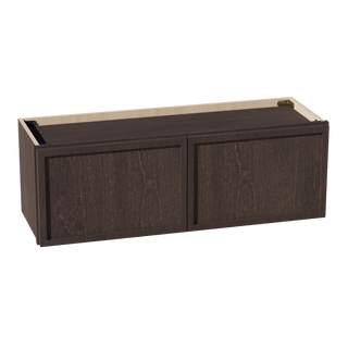 SM - W3612: Mocha Brown Slim Shaker 36"W x 12"H 2 Doors Standard Wall Bridge Cabinet - homecabinets