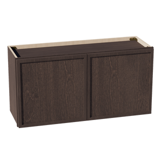 SM - W3618: Mocha Brown Slim Shaker 36"W x 18"H 2 Doors Standard Wall Bridge Cabinet - homecabinets