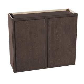 SM - W3630: Mocha Brown Slim Shaker 36"W x 30"H 2 Doors & 2 Shelves Standard Wall Cabinet - homecabinets