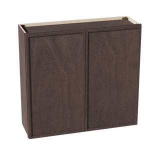 SM - W3936: Mocha Brown Slim Shaker 39"W x 36"H 2 Doors & 2 Shelves Standard Wall Cabinet - homecabinets