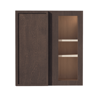 SM - WBC2730: Mocha Brown Slim Shaker 27"W x 30"H 1 Door & 2 Shelves Wall Blind Corner Cabinets - homecabinets