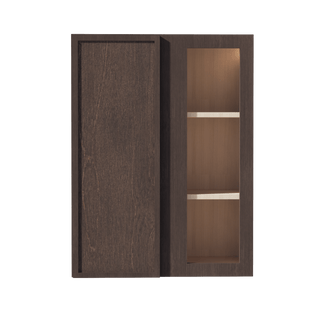 SM - WBC2736: Mocha Brown Slim Shaker 27"W x 36"H 1 Door & 2 Shelves Wall Blind Corner Cabinets - homecabinets