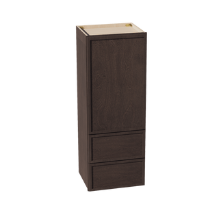 SM - WD1848: Mocha Brown Slim Shaker 18"W x 48"H 1 Door & 2 Drawers Special Wall Cabinet - homecabinets