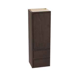 SM - WD1854: Mocha Brown Slim Shaker 18"W x 54"H 1 Door & 2 Drawers Special Wall Cabinet - homecabinets