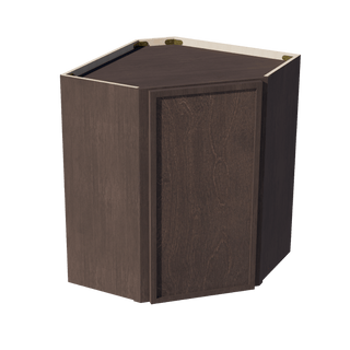 SM - WDC2430: Mocha Brown Slim Shaker 24"W x 30"H 1 Door & 2 Shelves Diagonal Wall Corner Cabinet - homecabinets