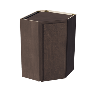 SM - WDC2436: Mocha Brown Slim Shaker 24"W x 36"H 1 Door & 2 Shelves Diagonal Wall Corner Cabinet - homecabinets