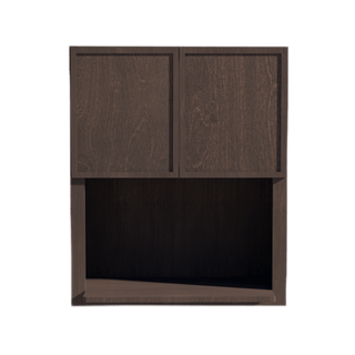 SM - WM3036: Mocha Brown Slim Shaker 30"W x 36"H 2 Doors Wall Built - in Microwave Cabinets - homecabinets