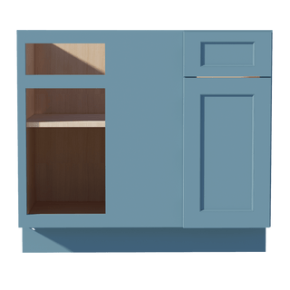 TG - BBC39/42: Soft Green Shaker 39" 1 Door - 1 Drawer Blind Corner Base Cabinet - homecabinets