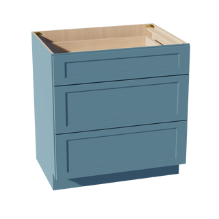 TG - DB33: Soft Green Shaker 33" 3 Drawers Base Cabinet - homecabinets