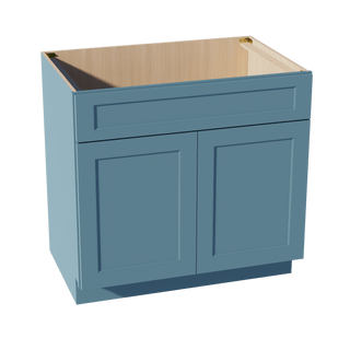 TG - SB36: Soft Green Shaker 36" 2 Doors 1 False Drawer Sink Base Cabinet - homecabinets