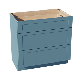 TG - VDB3621: Soft Green Shaker 36"W x 34 - 1/2"H x 21"D 3 Drawers Vanity Base Cabinets - homecabinets