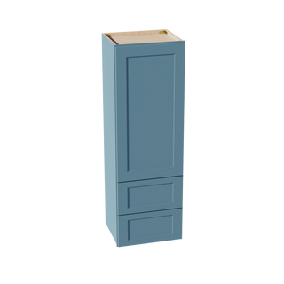 TG - WD1854: Soft Green Shaker 18"W x 54"H 1 Door & 2 Drawers Special Wall Cabinet - homecabinets